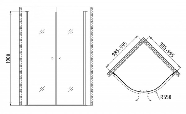 Душевой уголок Gemy New Rockcoco S03082B (100x100 см)