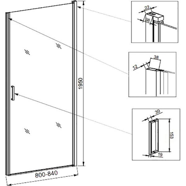 Душевая дверь Veconi Vianno VN-43, (80x195) VN43-80-01-C5