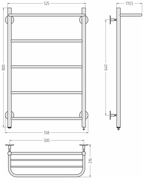 Полотенцесушитель Стилье Формат 3 (800х500) 00530-8050 правый