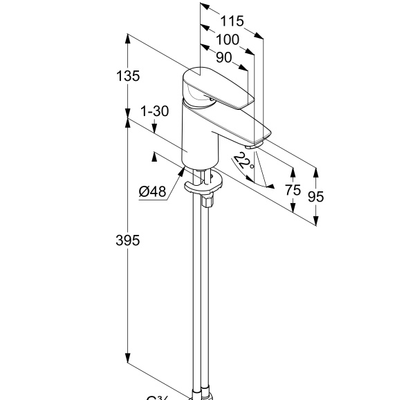 Смеситель для раковины Kludi Pure&Solid 343890575WR4
