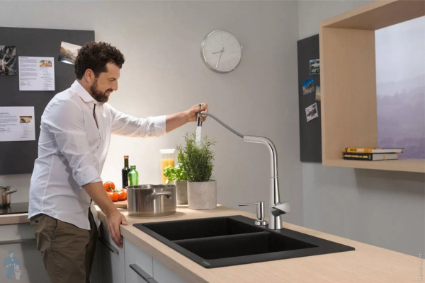 Смеситель для кухни с выдвижным изливом Eco Hansgrohe Talis Select M51 2jet 72826000 хром