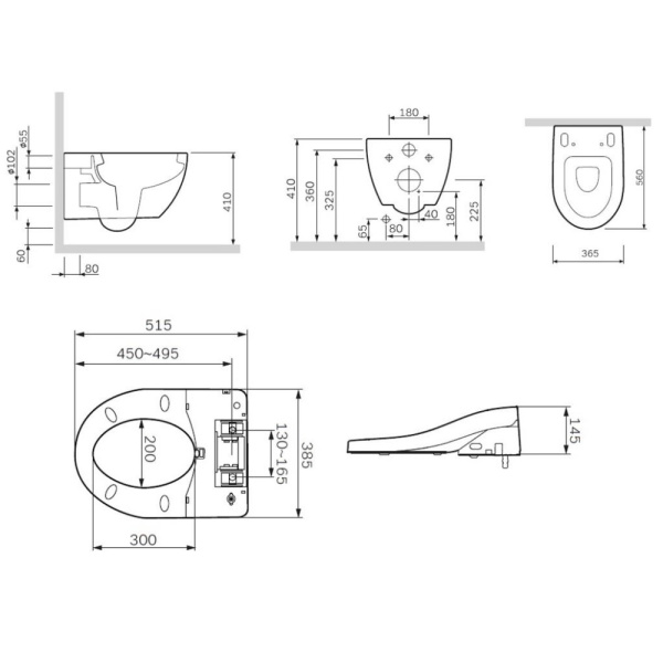 Подвесной унитаз с электронной крышкой биде Clean Care Am.Pm Awe C111739SC