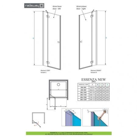 Душевая дверь Radaway Essenza 385015-01-01R