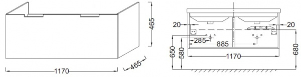 Тумба под раковину Jacob Delafon Struktura (117 см) EB1207-N18