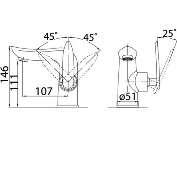 Смеситель для раковины BelBagno Volturno VOL-LVM-CRM
