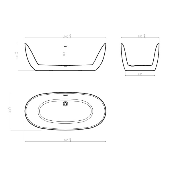 Ванна акриловая (170х80) Vincea VBT-205