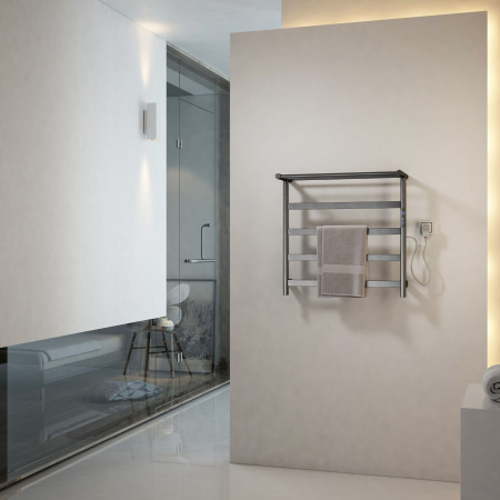 Полотенцесушитель электрический с полкой WONZON & WOGHAND ESSEN, темный графит WW-A402-GM