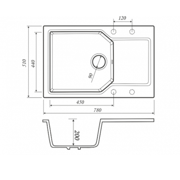 Кухонная мойка KAISER KMM мрамор (KMM-5178 Gr.)