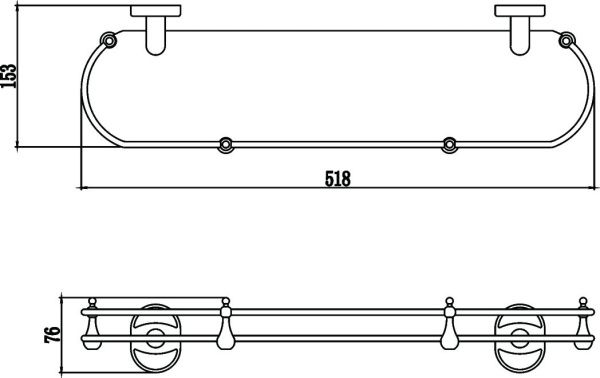 Полка прямая стеклянная 50 см Savol 70 S-007091-1