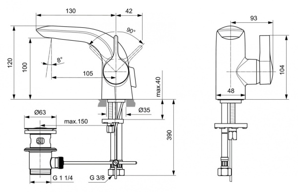 Смеситель для раковины Ideal Standard Melange Piccolo A6117AA
