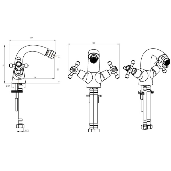 Смеситель для биде Boheme Tradizionale Oro 296 Смеситель для биде Boheme Tradizionale Oro 296