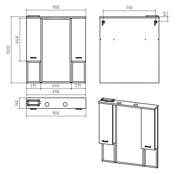 Зеркало-шкаф (90х100) Misty Терра 90 П-Тер02090-011