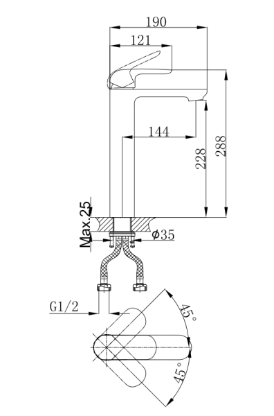 Смеситель высокий для раковины D&K Venice.Gondola (DA1022081)