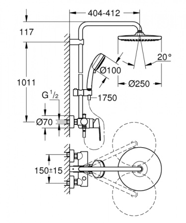 Душевая система Grohe Tempesta Cosmopolitan System 250 26673 000 (26673000) хром