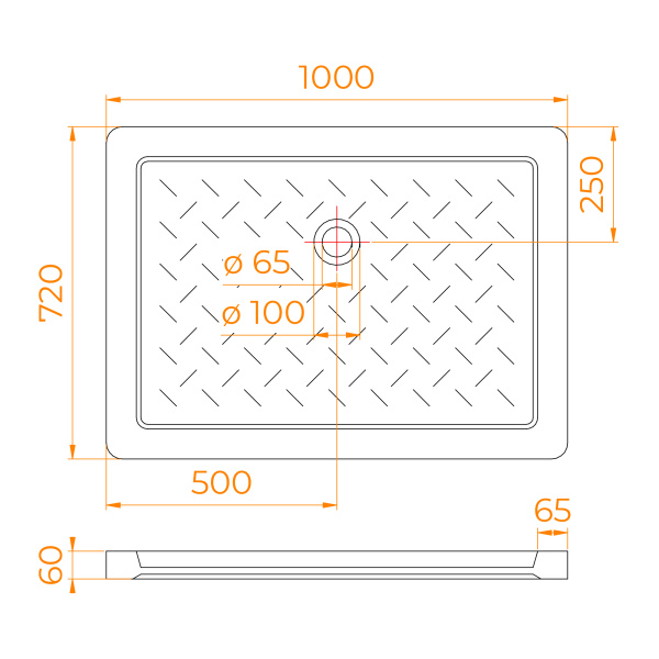Душевой поддон (100х72) RGW CR-107 19170370-01