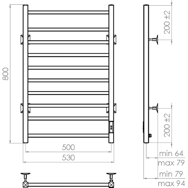 Электрический полотенцесушитель Vincea 50х80 VTD-1LWE