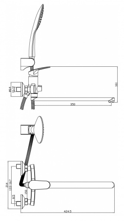 Смеситель для ванны Rossinka (RS45-32)