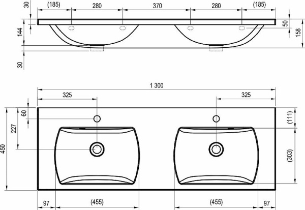 Раковина полувстраиваемая Ravak Classic II 130 XJX01113000