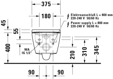 Унитаз подвесной с функцией биде Duravit D-Neo 654000012004300