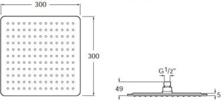 Верхний душ Roca Raindream (30x30) нержавеющая сталь 5B2750C00
