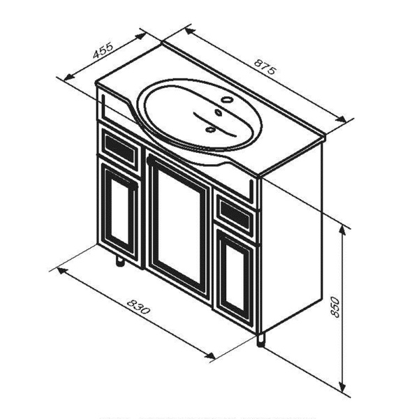 Тумба под раковину 90 Damixa RedBlu Palace One M41-FSX0853WG-WCC085