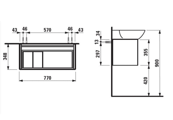 Тумба под раковину Laufen INO 4.2540.1.030.170.1