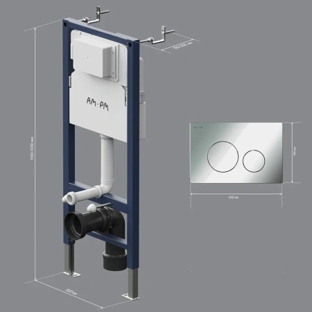 Инсталляция для подвесного унитаза Am.Pm PrimeFit I012709.0151 с кнопкой смыва, хром глянец