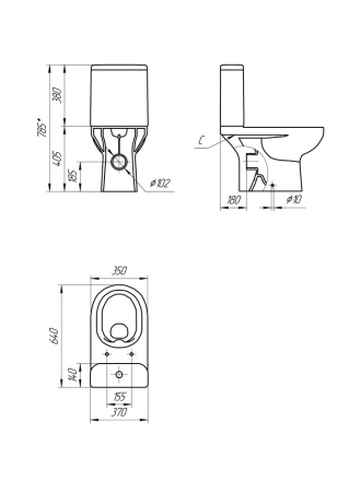 Унитаз напольный безободковый Cersanit STREET FUSION Clean On 011 3/5 DPL EO slim S-KO-SFU011-3/5-COn-S-DL-w