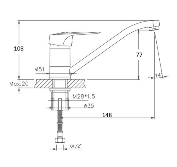 Смеситель для кухни Cron CN4504-2 Смеситель для кухни Cron CN4504-2