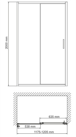 Душевая дверь (120х200) WasserKRAFT Main 41S05