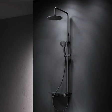 Душевая система с изливом Am.Pm Gem F0790722 черный матовый
