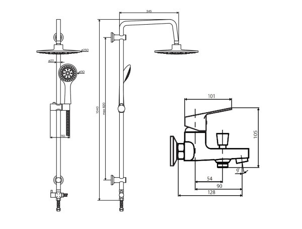 Душевая система с изливом Dorff Norma D0711010