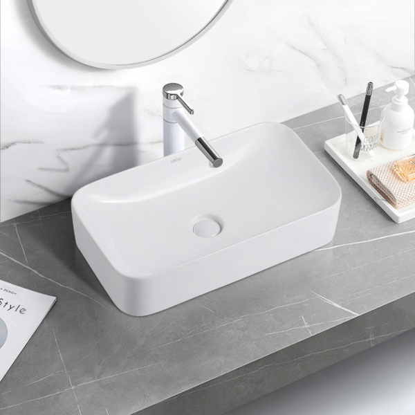 Раковина накладная Abber Rechteck AC2204 AC2204, фаянс, белая, прямоугольная, 37x35x13,5 см