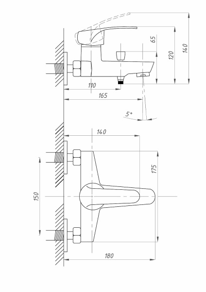 Смеситель для ванны ПСМ-Профсан  ProfECO PSM-837-037