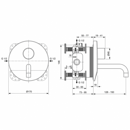 Смеситель для раковины встраиваемый Ideal Standard CERAPLUS, A6149AA