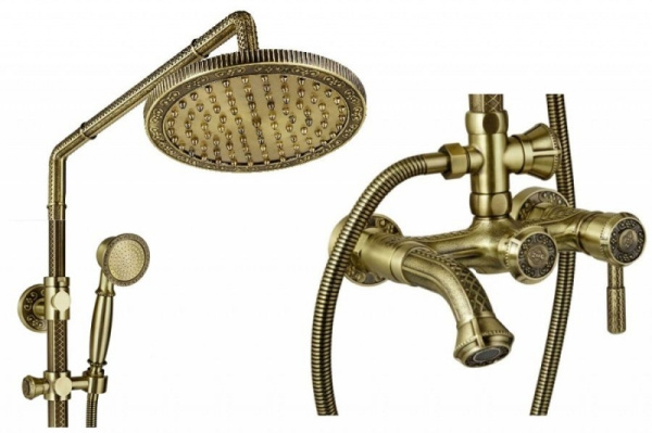 Душевая система с изливом Zorg A 201DS-BR античная бронза