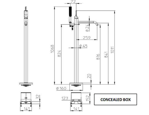 Смеситель для ванны напольный Bossini Apice Z00581.030 хром