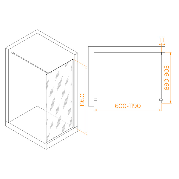 Душевая перегородка 90 см RGW WA-002 Walk-in 35100209-11 прозрачное