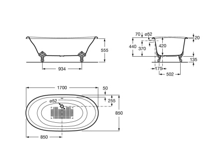 Ванна чугунная Roca Newcast (170x85) 233650008 медь