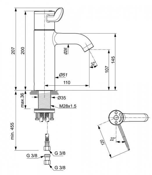 Смеситель для раковины с термостатом Ideal Standard CERAPLUS 2.0 A6692AA
