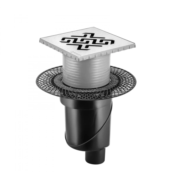 Душевой трап (15х15) Berges Wasserhaus Platz Antik 091061 хром глянец