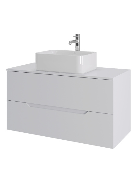 Тумба с раковиной подвесная 100 см, Orange Line Li-100TuwMDF+B02-460W белый