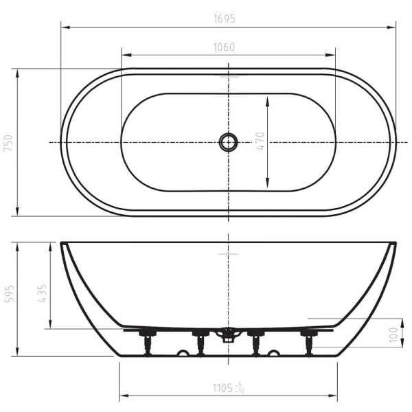 Акриловая ванна (170х75) Art&Max Latina AM-LATINA-1700-750 белый