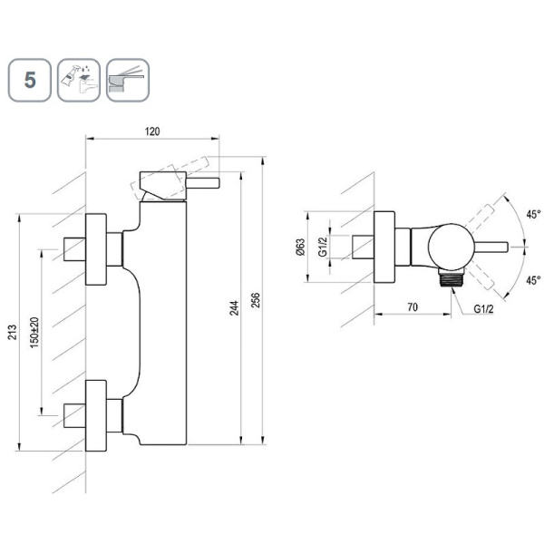 Смеситель для душа Ravak Espirit ES 032.20BLM X070280 черный
