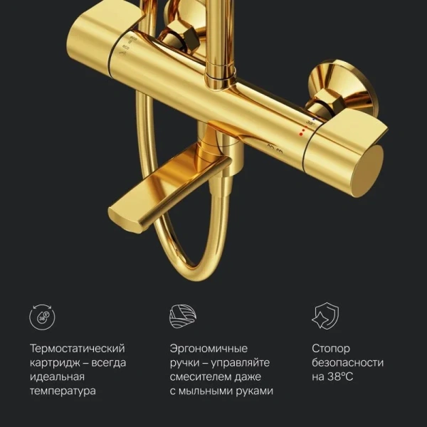 Душевая система с изливом AM.PM X-Joy F0785A500 золото