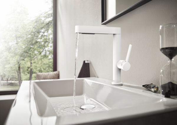 Смеситель для раковины с донным клапаном Push-Open Hansgrohe Finoris 76063700 белый матовый
