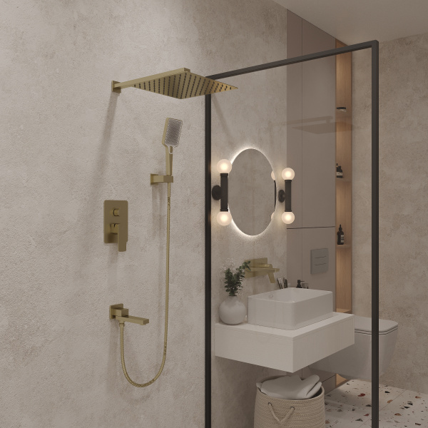 Душевой комплект с внутренней частью Oliveeka D OL-939003-BG, золото матовое