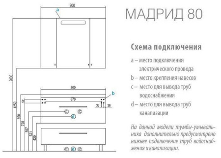 Тумба под раковину Акватон Мадрид 80 М 1A126801MA940