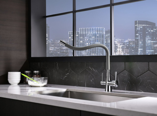 Смеситель для кухни Lemark Comfort с подключением к фильтру с питьевой водой (LM3075C-Gray)