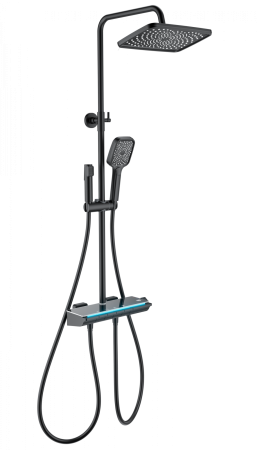 Душевая система с термостатом WONZON & WOGHAND MUSE Lumia, черный матовый WW-B4174-MB